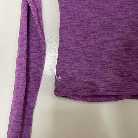 LULULEMON interval long sleeve vneck shirt heathered ultraviolet purple size 4 - Picture 4 of 4